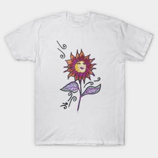 Colorful Sunflower Flower Doodle Drawing T-Shirt